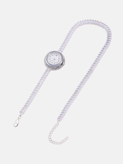 The Crystalized Wrap Round Watch  - Metallic Silver