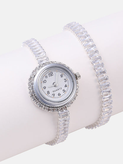 The Crystalized Wrap Round Watch  - Metallic Silver