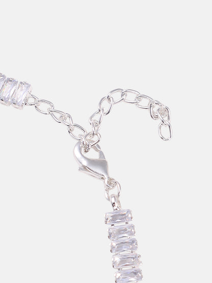 The Crystalized Wrap Round Watch - Metallic Silver (Sapphire Blue Stone)