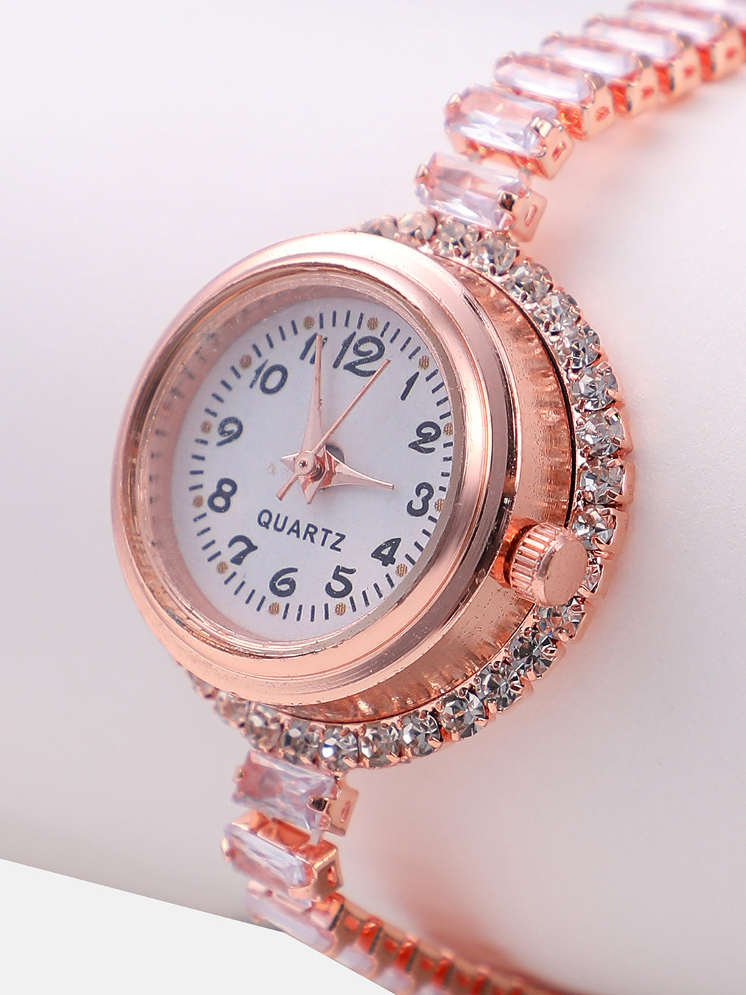 The Crystalized Wrap Round Watch - Rose Gold (Crystal Silver Stone)