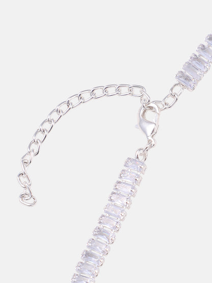 The Crystalized Wrap Round Watch - Metallic Silver (Emerald Green Stone)