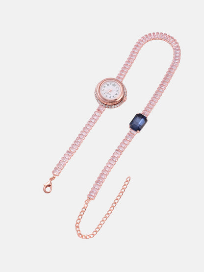 The Crystalized Wrap Round Watch - Rose Gold (Sapphire Blue Stone)