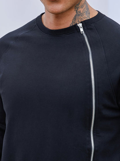 Sweatshirt With Asymmetriclal Zip