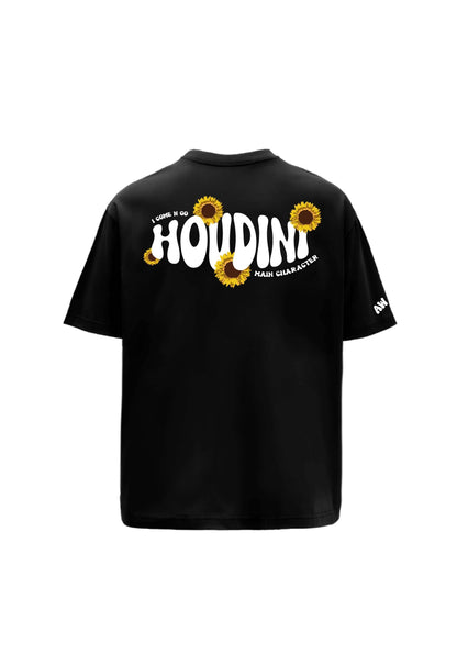 Houdini Printed Black Oversized T-Shirt Main Character