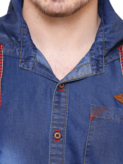 Kuons Avenue Men’s Denim Hooded Casual Shirt