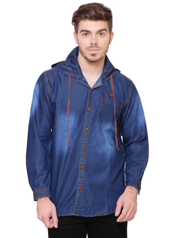 Kuons Avenue Men’s Denim Hooded Casual Shirt