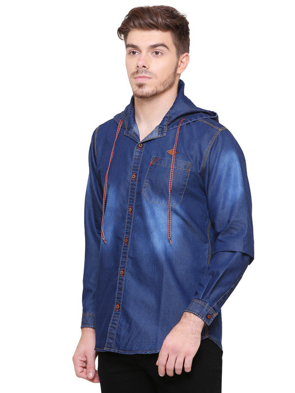 Kuons Avenue Men’s Denim Hooded Casual Shirt