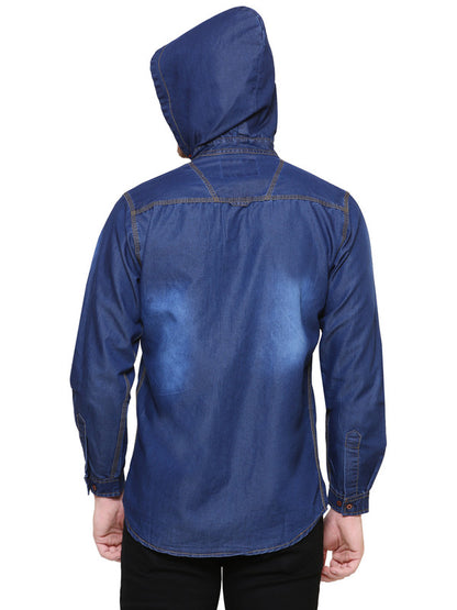 Kuons Avenue Men’s Denim Hooded Casual Shirt