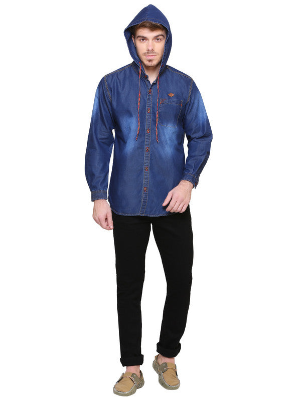 Kuons Avenue Men’s Denim Hooded Casual Shirt
