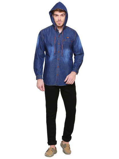 Kuons Avenue Men’s Denim Hooded Casual Shirt
