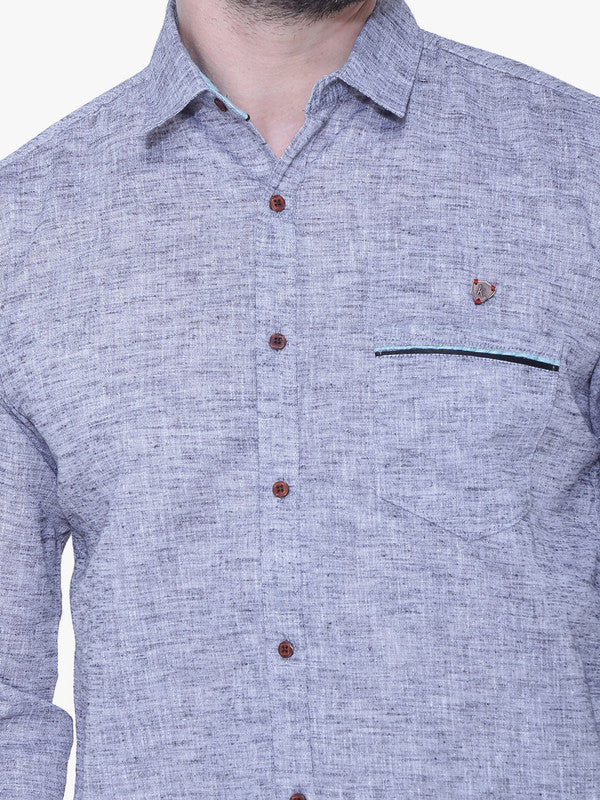 Kuons Avenue Men’s Slub Grey Linen-Cotton Casual Shirt