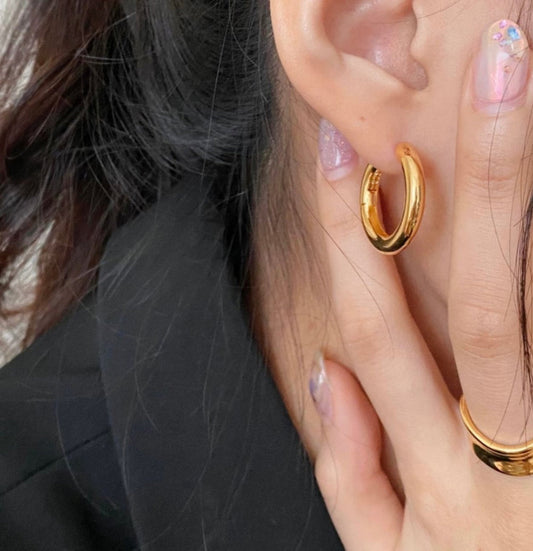 Classic Gold Hoop Earrings JLT11678 Just Lil Things