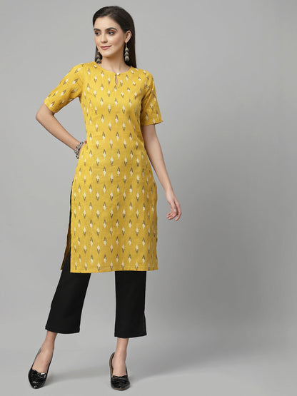 Women Geometric Print Cotton Linen Kurta