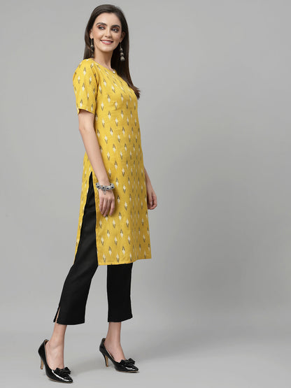 Women Geometric Print Cotton Linen Kurta