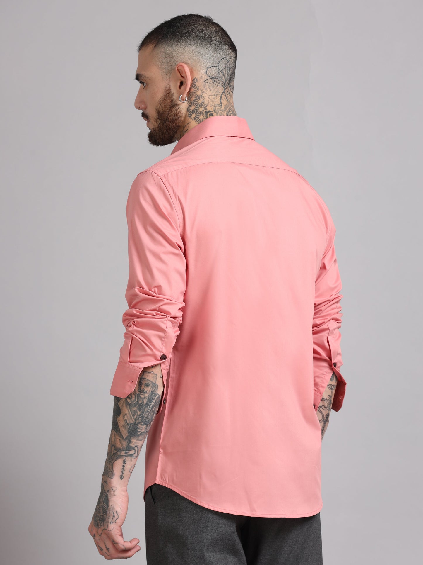 Breeze Pink Solid Satin Shirt
