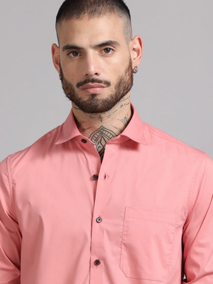 Breeze Pink Solid Satin Shirt