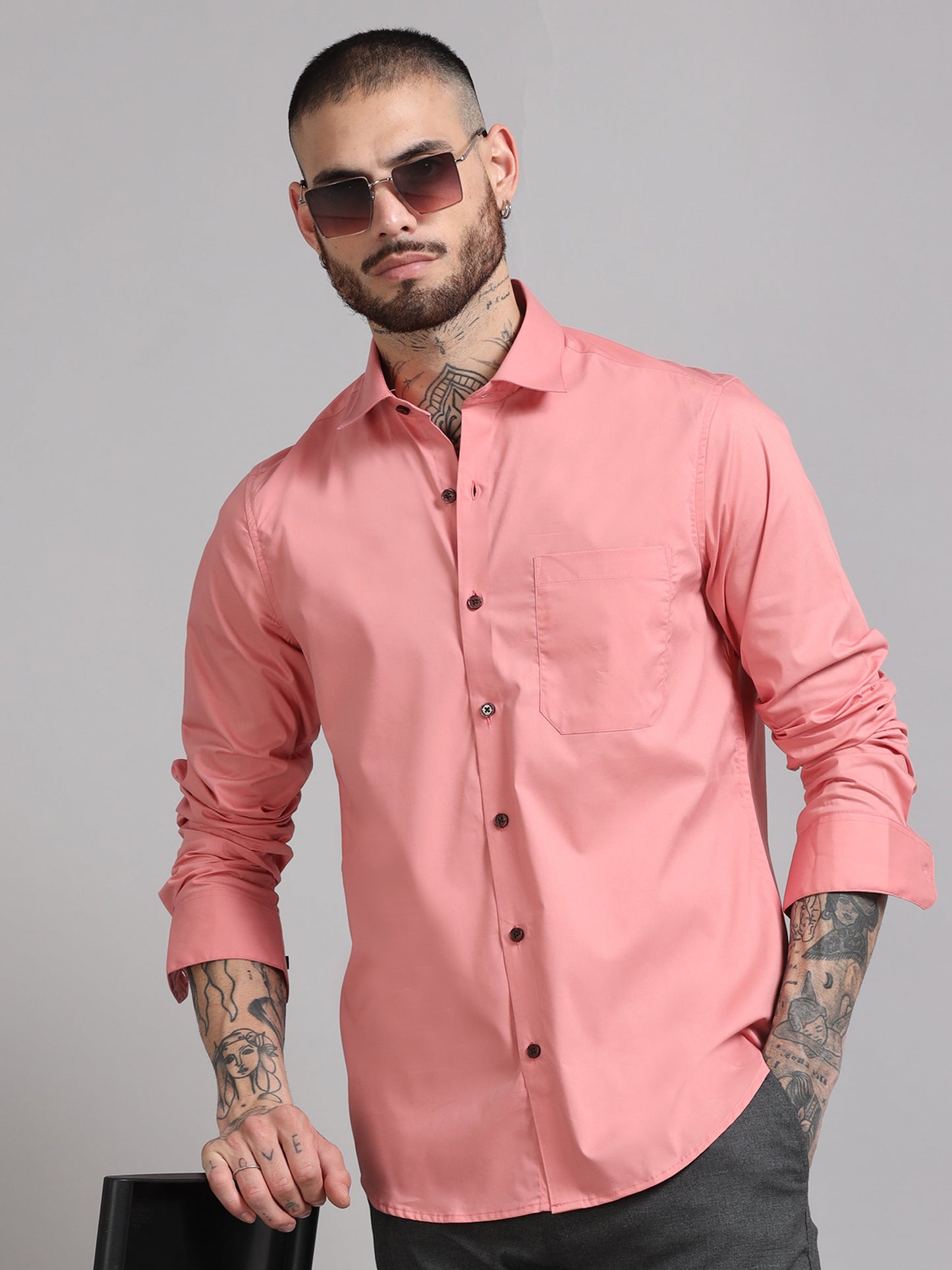 Breeze Pink Solid Satin Shirt