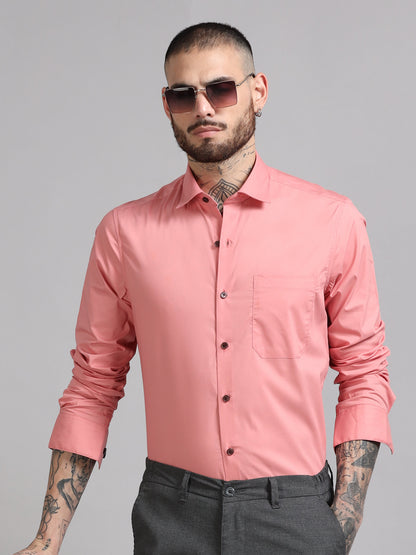 Breeze Pink Solid Satin Shirt