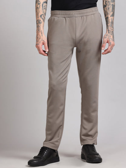 Men Regular Fit Mid-Rise Beige Track Pant