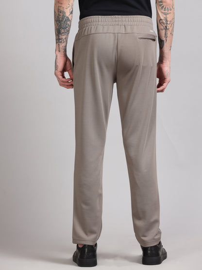 Men Regular Fit Mid-Rise Beige Track Pant