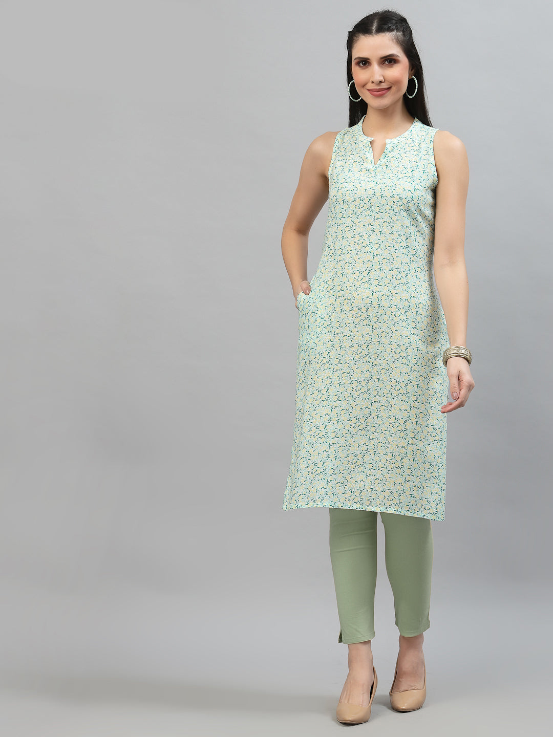 Women Multicolor Viscose Sleeveless Kurta