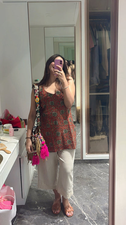 Rozana Halter Neck Short Kurti