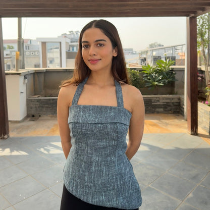 Audrey Tweed Top (Blue)