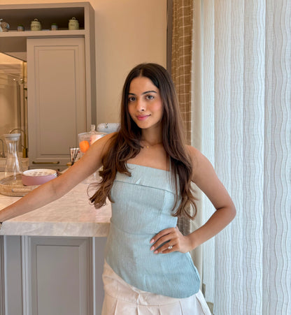 Audrey Tweed Top (Light Blue)