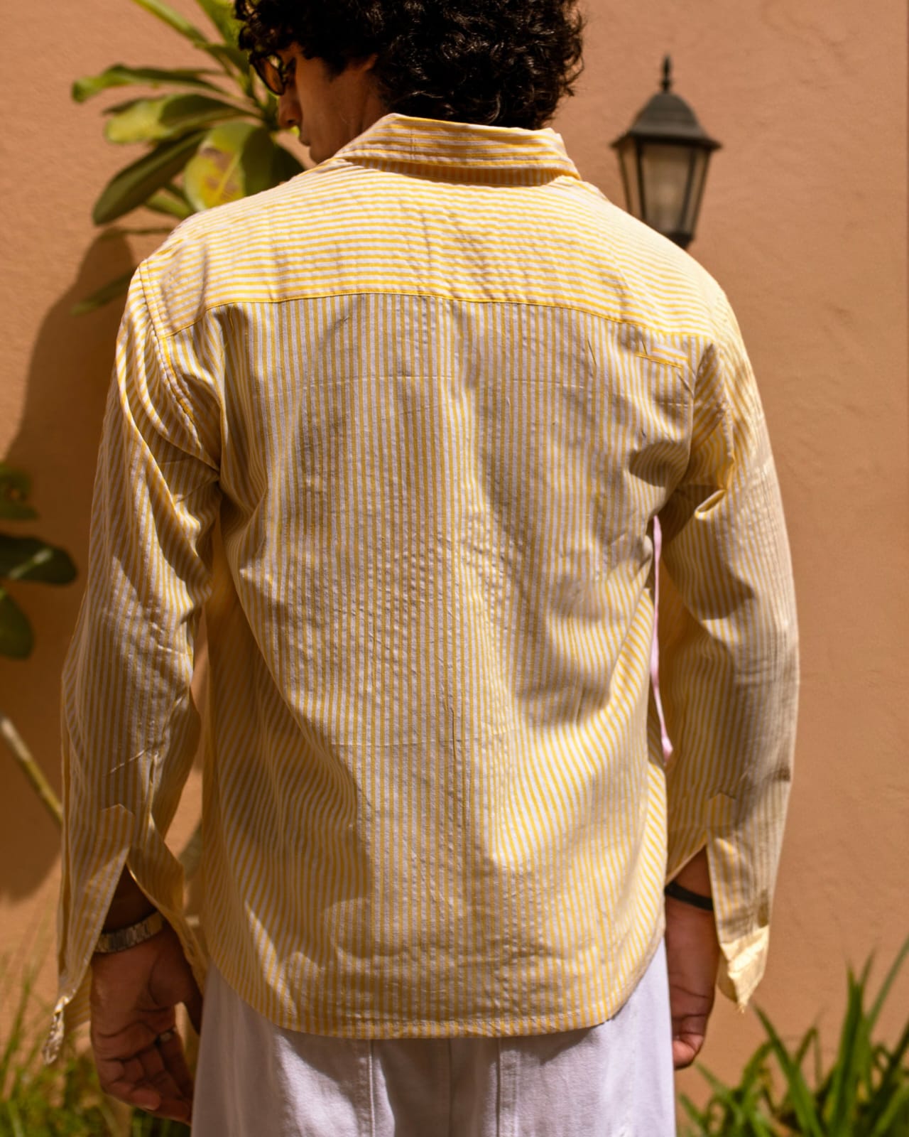 Limone Seersucker Striped Cropped Shirt