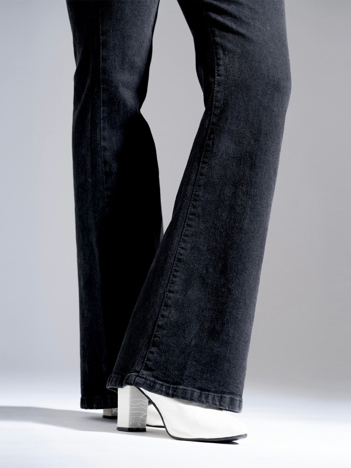 Premium Carbon Black Whisker Bootcut Jeans