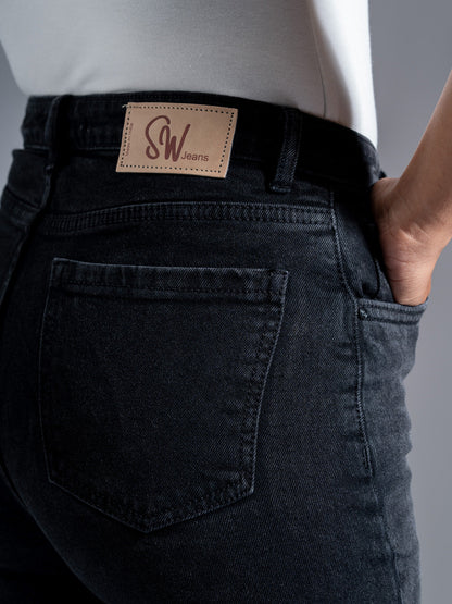 Premium Carbon Black Whisker Bootcut Jeans