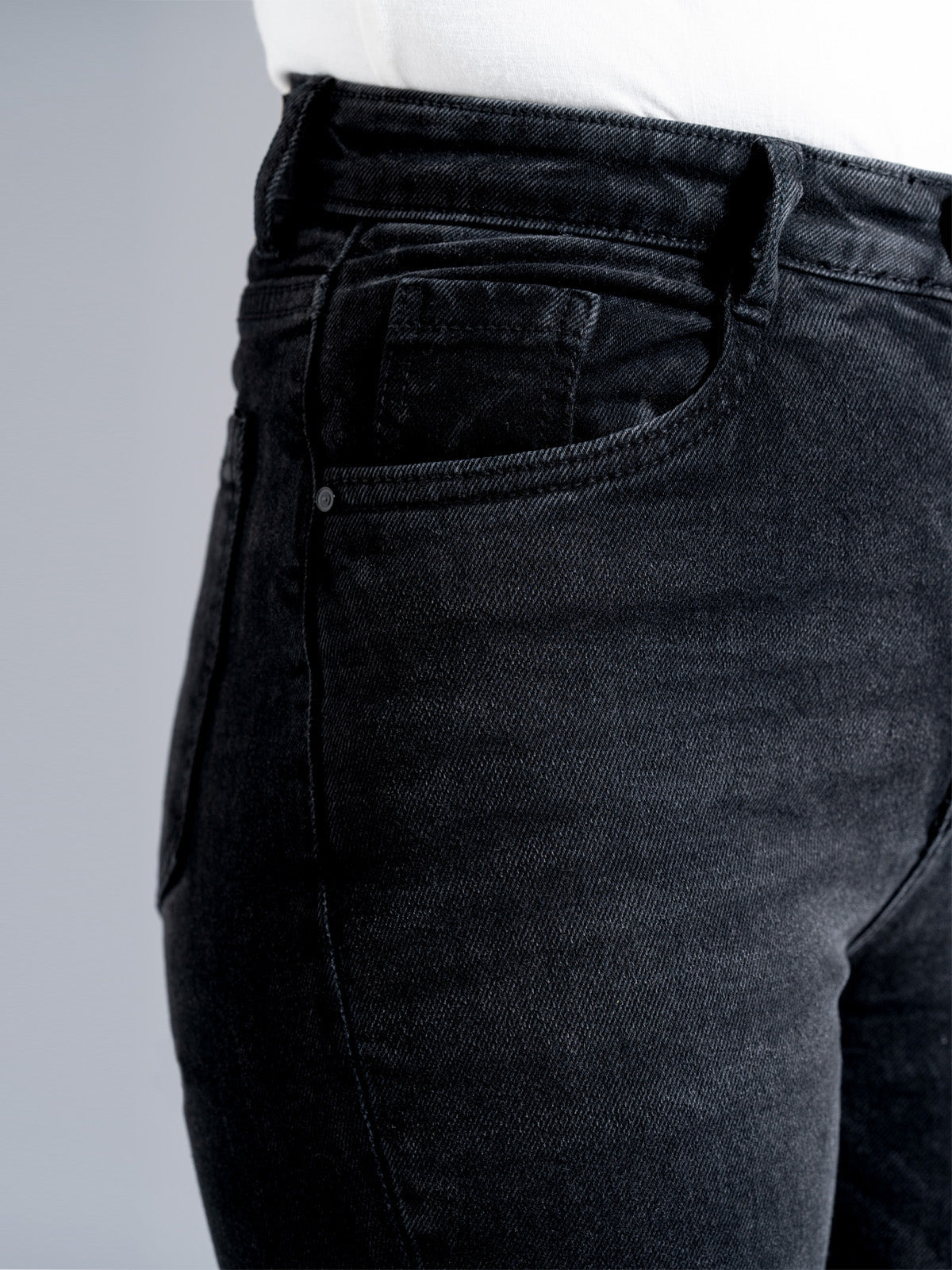 Premium Carbon Black Whisker Bootcut Jeans