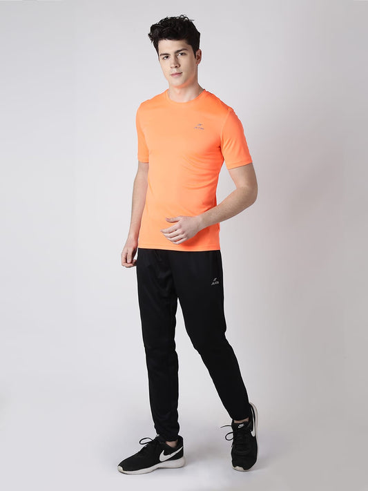 Alcis Men Orange Solid Round Neck T-shirt