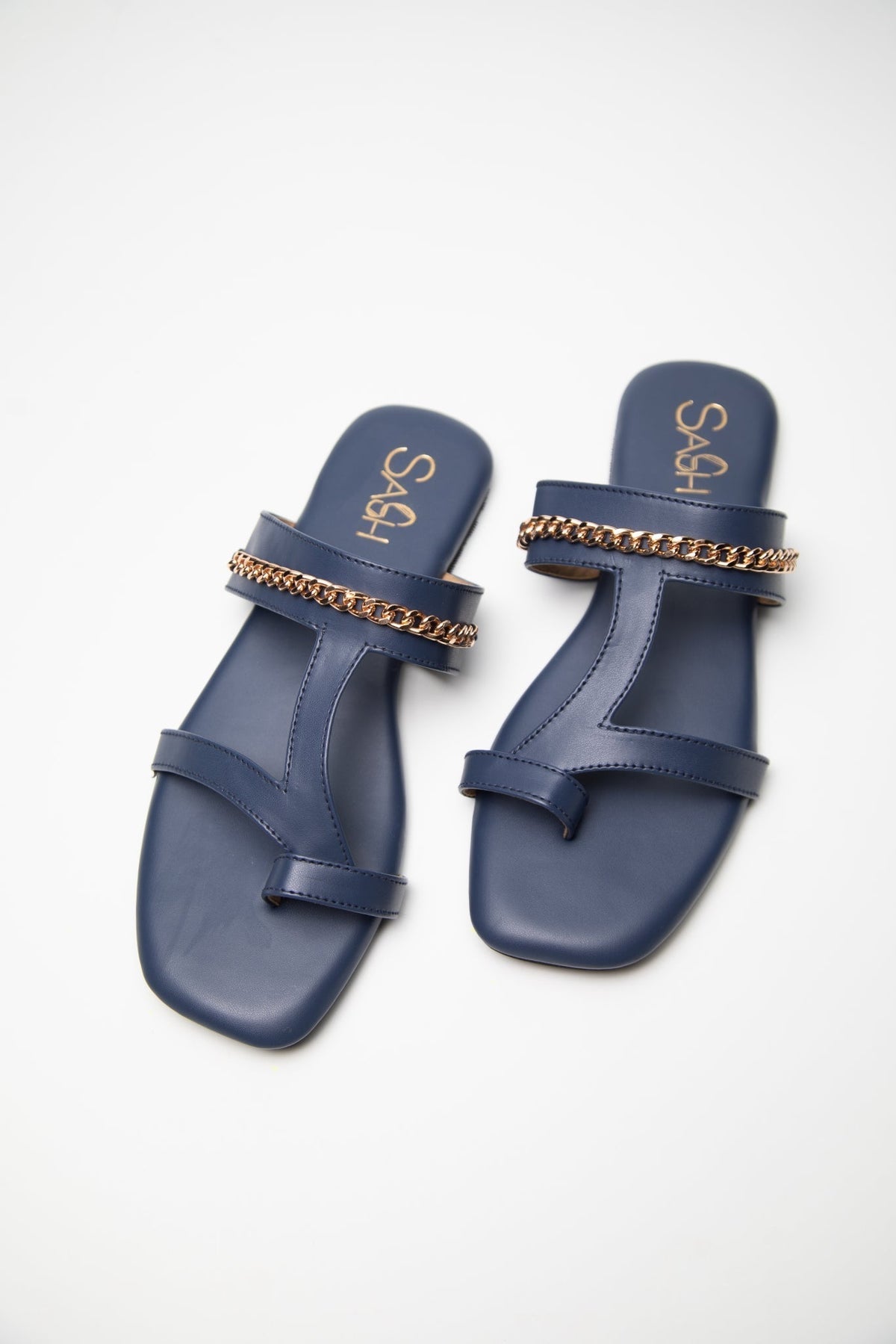 Chained Flats - Navy Blue Sash