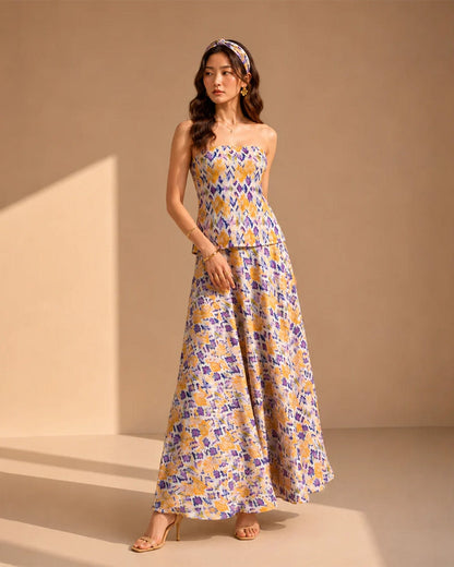 LAVENDER BLOOM STRAPLESS CO-ORD SET