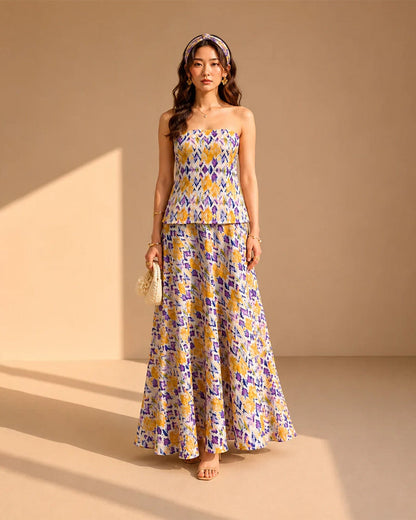 LAVENDER BLOOM STRAPLESS CO-ORD SET