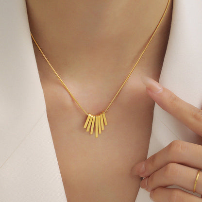Vertical cascading pendant chain Necklace- JLTN0707 Just Lil Things