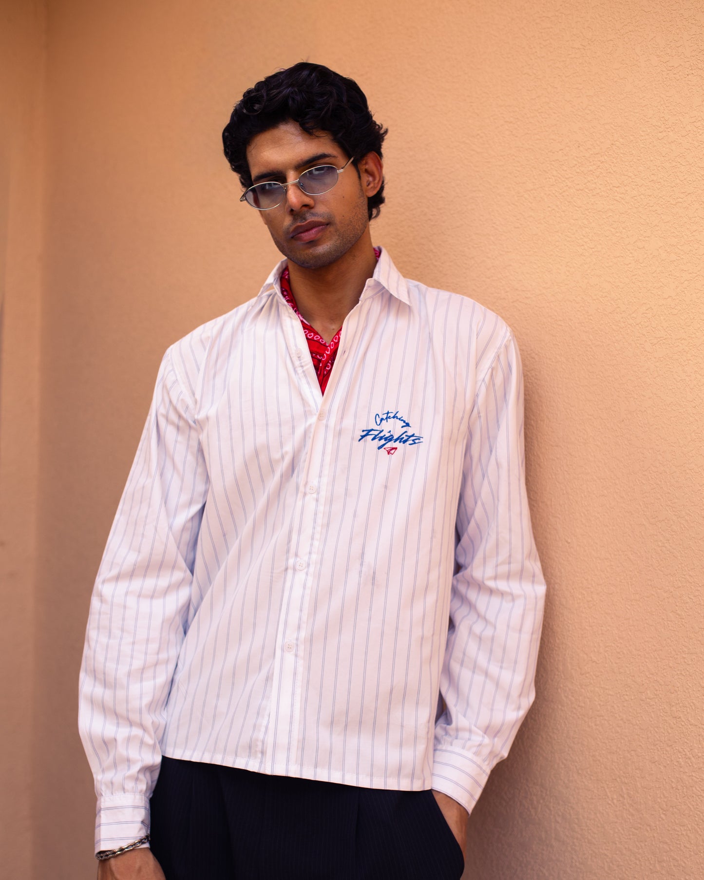 Aero Pinstripes Suiting Cropped Shirt
