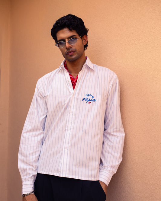 Aero Pinstripes Suiting Cropped Shirt