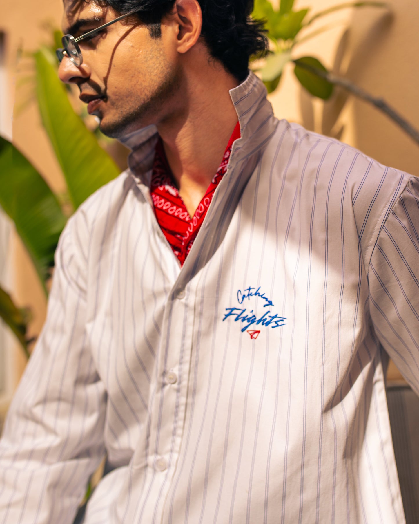 Aero Pinstripes Suiting Cropped Shirt