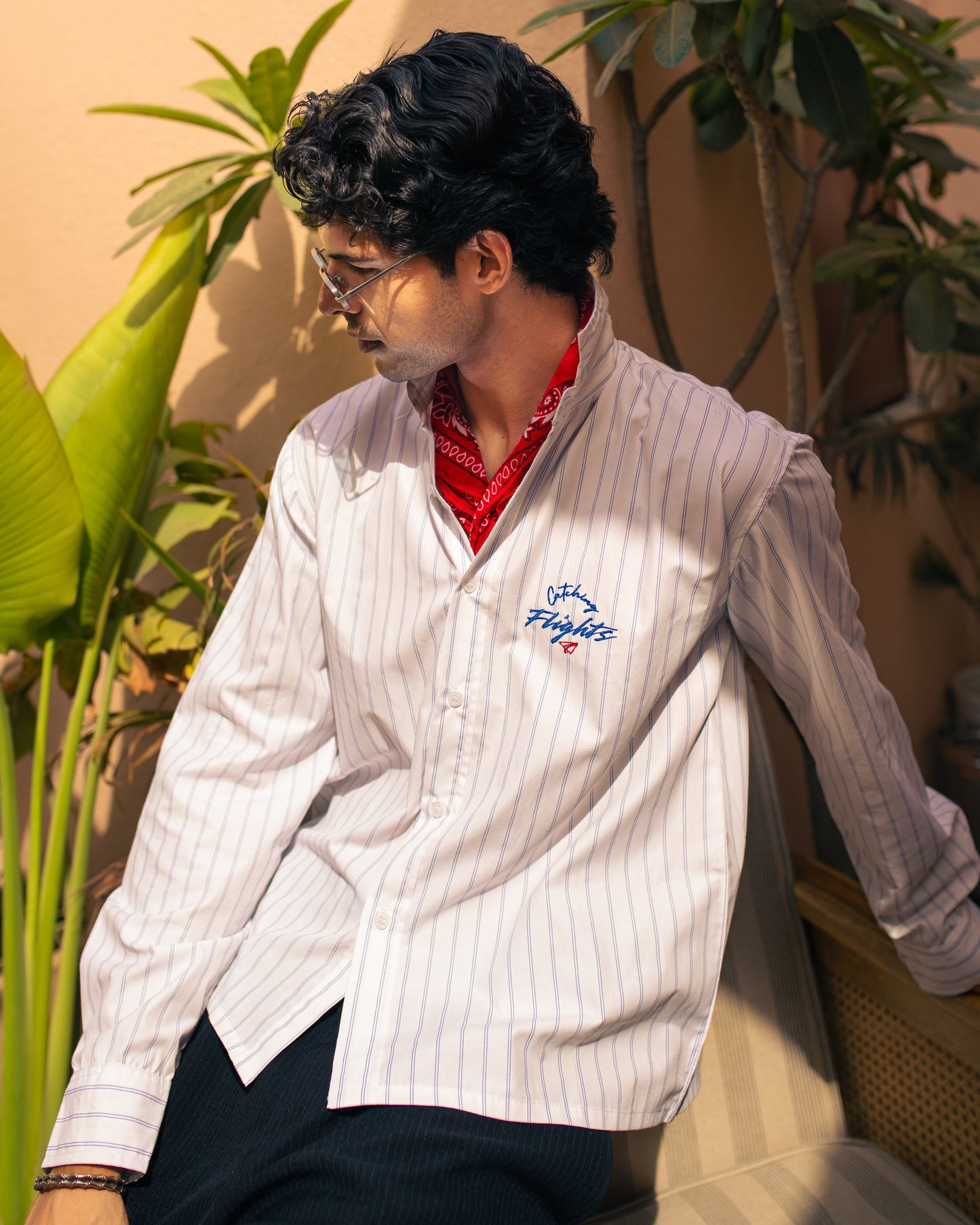 Aero Pinstripes Suiting Cropped Shirt