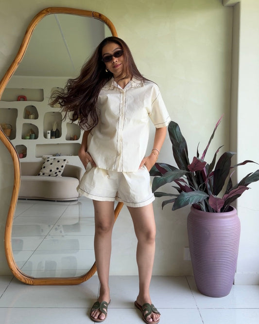 Boarding Now Co-ord Set (Off White)