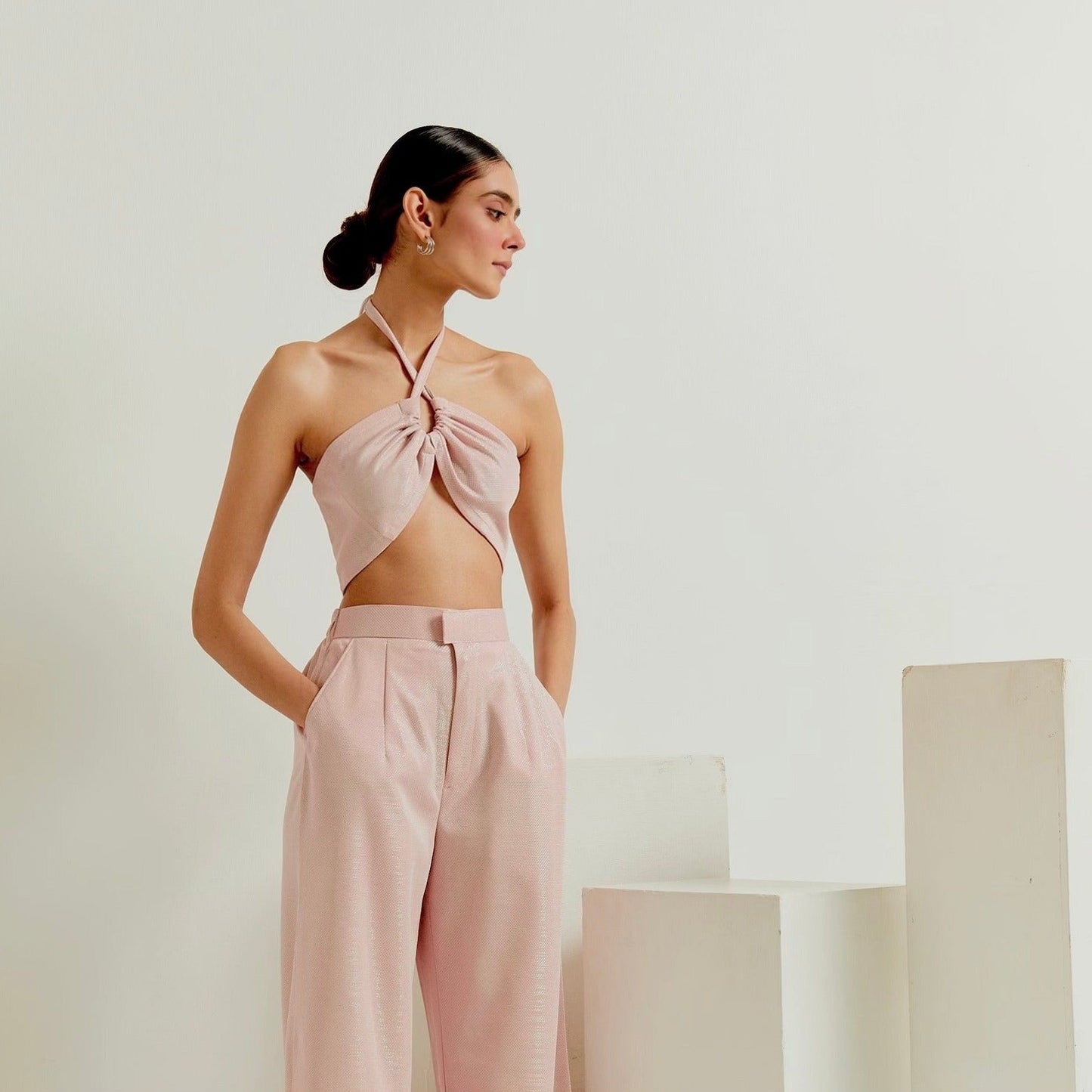 Rosé Shimmer Pants