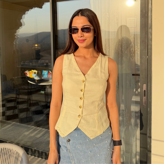 Positano Vest (Butter Yellow)
