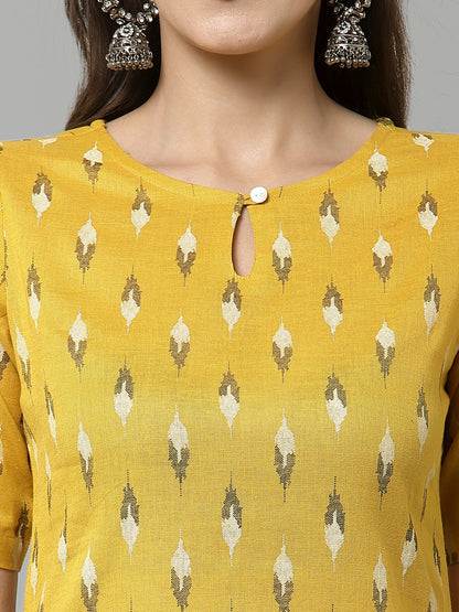 Women Geometric Print Cotton Linen Kurta