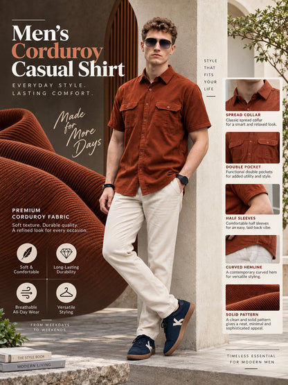 Kuons Avenue Men’s Cedarwood Corduroy Casual Shirt