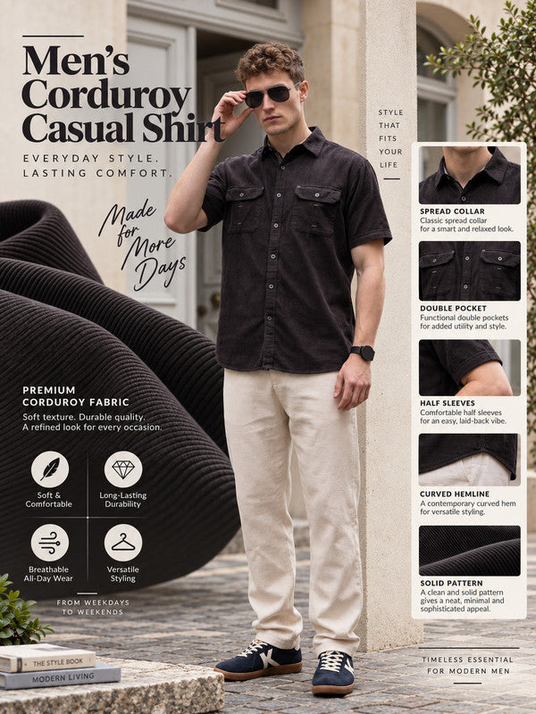 Kuons Avenue Men’s Charred Ash Corduroy Casual Shirt