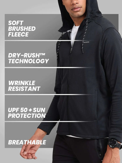 Men's Winter Essential Ultra-Soft Fleece Hooded Jacket-black