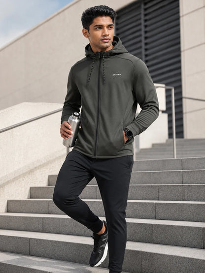 Men's Winter Essential Ultra-Soft Fleece Hooded Jacket-Olive green