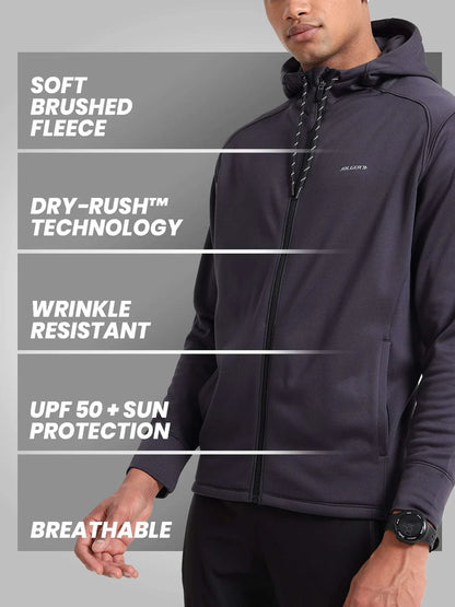 Men's Winter Essential Ultra-Soft Fleece Hooded Jacket-Stone grey